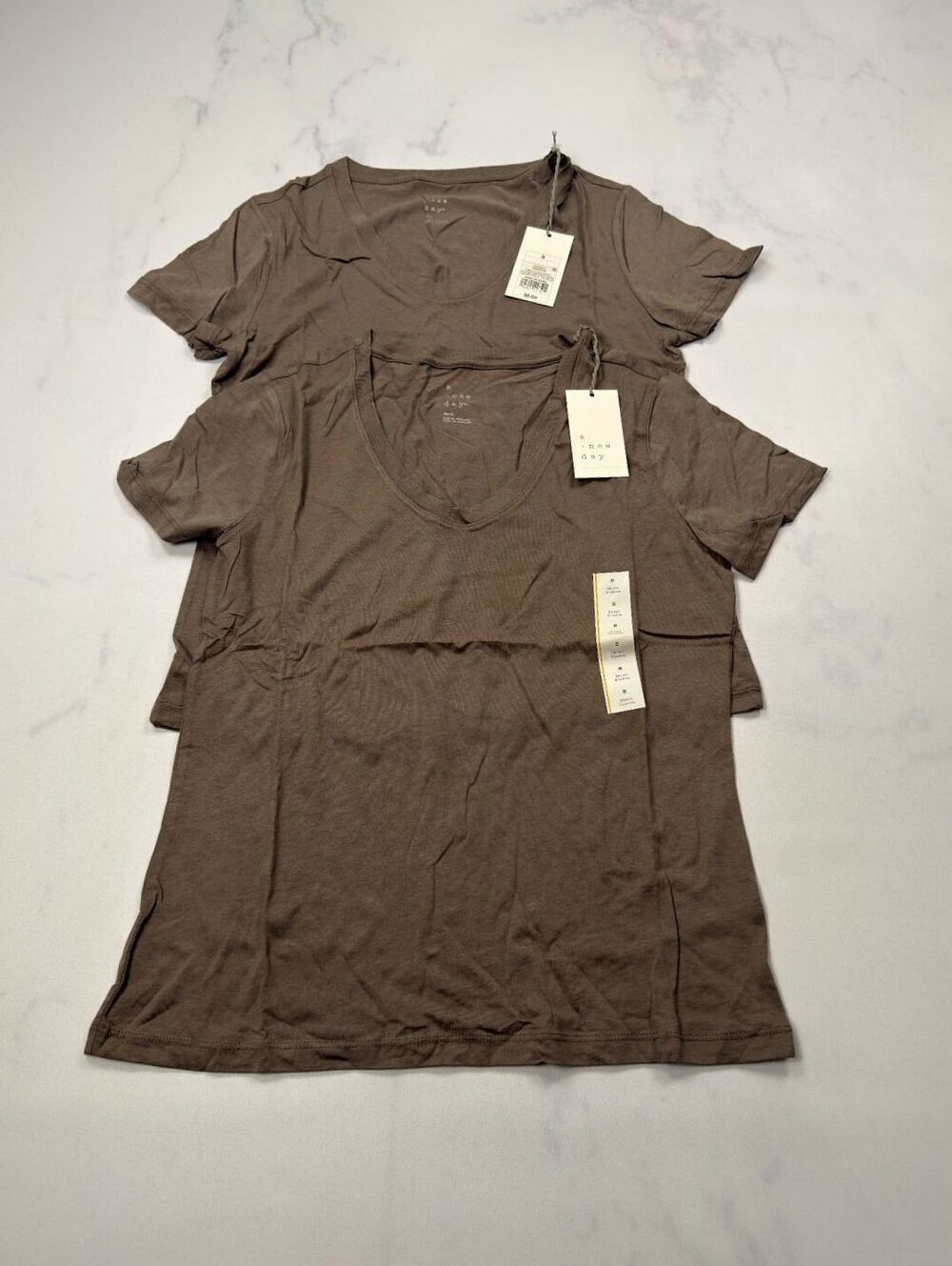 A New Day T-Shirt Brown V Neck Short Sleeve Lot of 3 - Womens S NWT